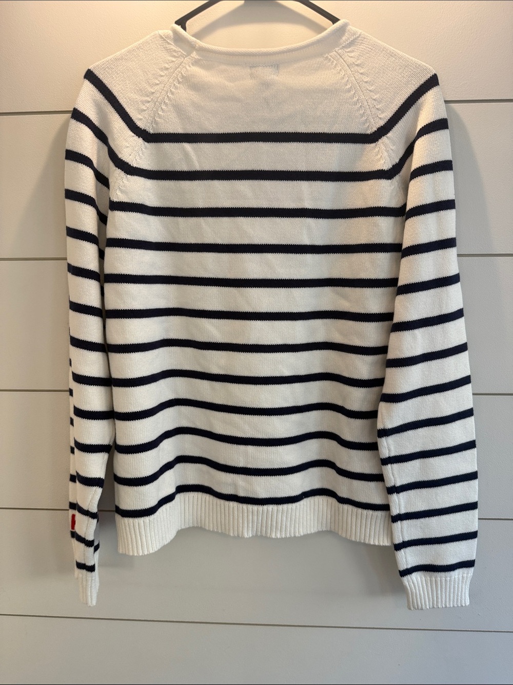 Parke White and Navy Striped Crewneck Sweater - Picture 4 of 5